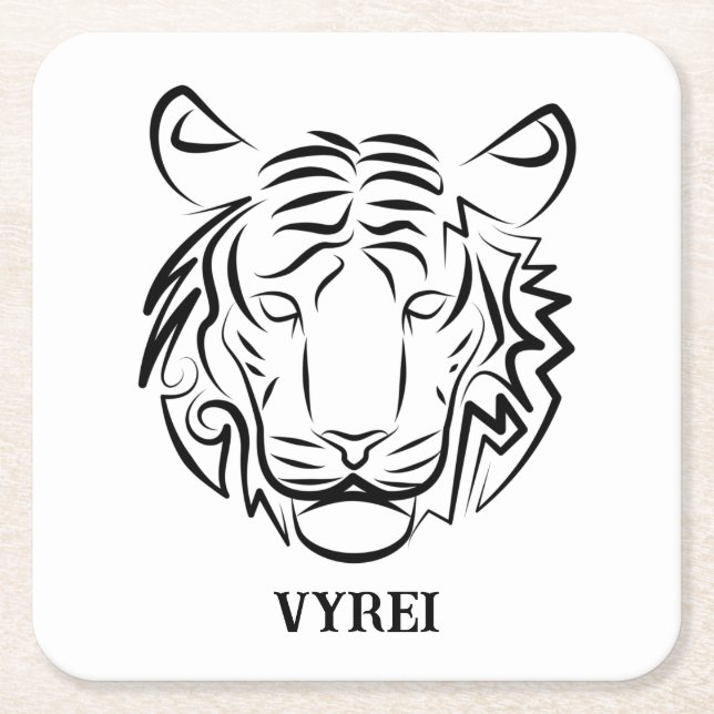 Schwarz-Weiß-Tiger Rechteckiger Pappuntersetzer (Vorderseite)