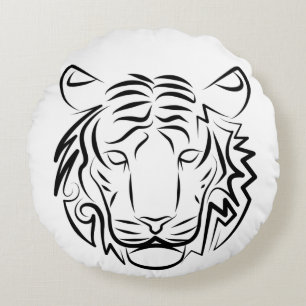 Schwarz-Weiß-Tiger Rundes Kissen