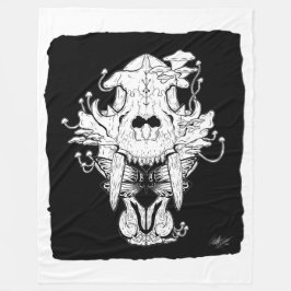 Schwarz-Weiß-Tiger-Schädel und Motte Fleece Blanke