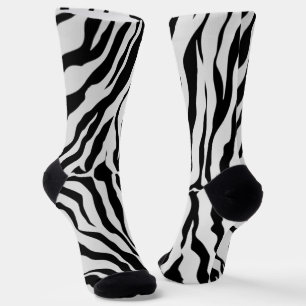 Schwarz-Weiß-Tiger-Streifen Tierdruck Socken