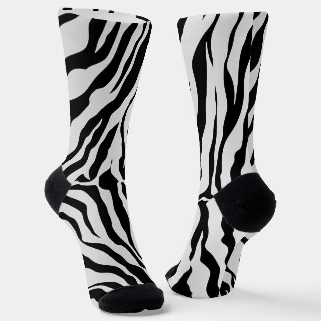 Schwarz-Weiß-Tiger-Streifen Tierdruck Socken (Gewinkelt)