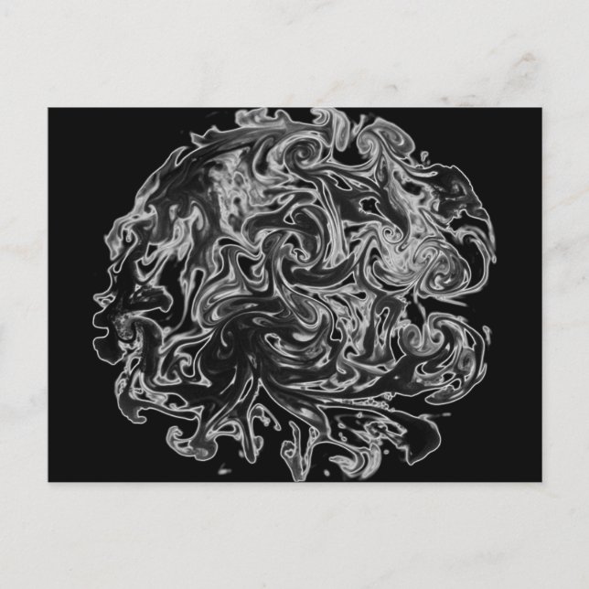 Schwarz-Weiß-Tinte Swirl Postkarte (Vorderseite)