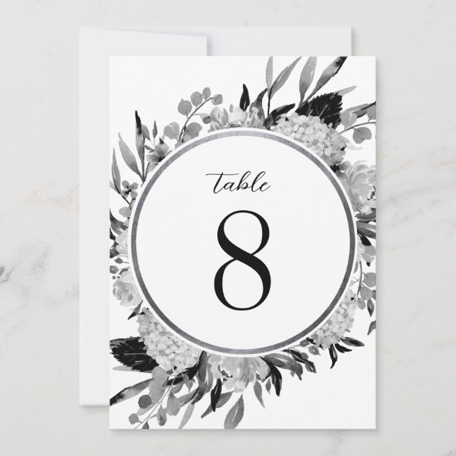 Schwarz-Weiß-Tischnummer Einladung (Vorderseite)