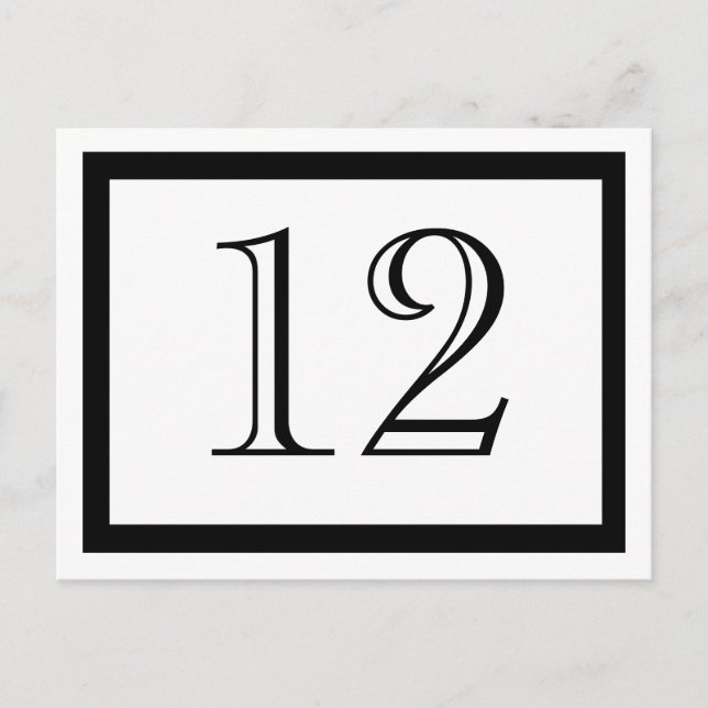 Schwarz-Weiß-Tischnummer-Karten Postkarte (Vorderseite)