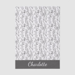 Schwarz-weiß-Toile-Floral mit individuellem Namen Seidenpapier