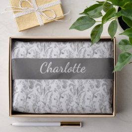 Schwarz-weiß-Toile-Floral mit individuellem Namen Seidenpapier
