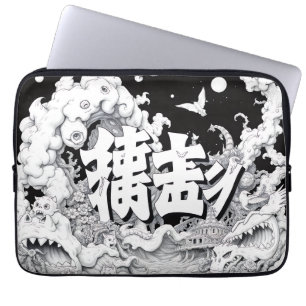 Schwarz-Weiß-Tokio Laptopschutzhülle