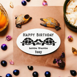 Schwarz-Weiß-Tortoise Ovaler Aufkleber