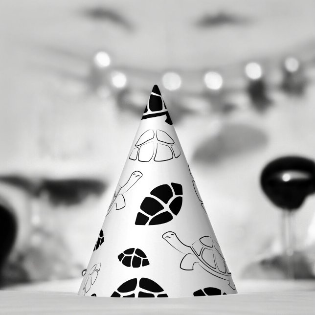 Schwarz-Weiß-Tortoise Partyhütchen (Turtle cartoon Paper party hat, Kids,adults,party birthday hat,Baby Shower,wedding,celebration hat)