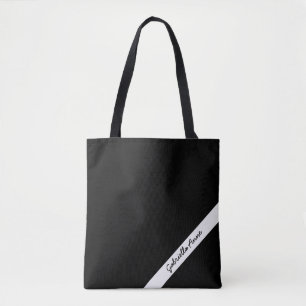 Schwarz-Weiß-Tote-Beutel mit dem Namen Diagonal St