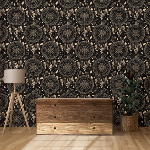 Schwarz-Weiß-Traumflugmuster Tapete