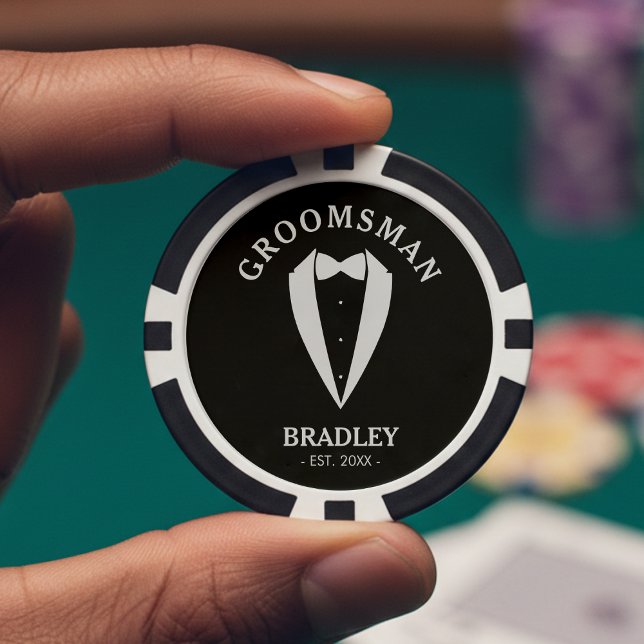 Schwarz-Weiß-Trauzeuge-Hochzeitsfeier Pokerchips (Von Creator hochgeladen)