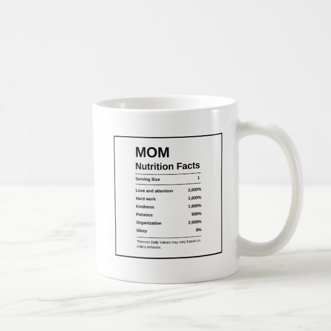 Schwarz-Weiß-Trendy-Foto Mama Ernährung Fakten Kaffeetasse (Rechts)