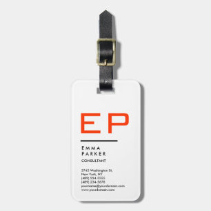 Schwarz-weiß Trendy Monogram Gepäckanhänger