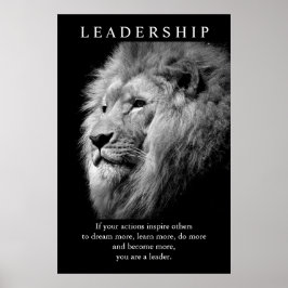 Schwarz-weiß Trendy Motivierend Leadership Lion Poster