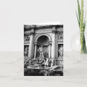 Schwarz-Weiß-Trevi-Brunnen-Rom-Reisefotografie Feiertagskarte