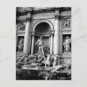 Schwarz-Weiß-Trevi-Brunnen-Rom-Reisefotografie Feiertagspostkarte