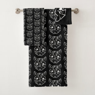 Schwarz-Weiß-Tribal Badhandtuch Set