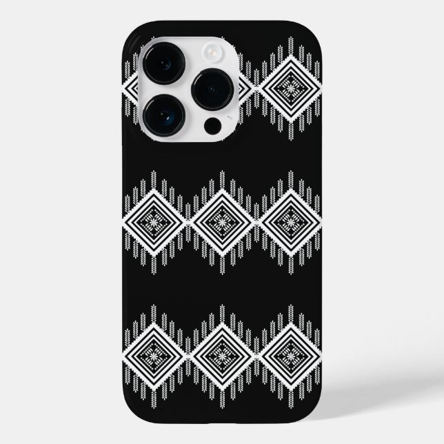 Schwarz-Weiß-Tribal Case-Mate iPhone Hülle (Rückseite)