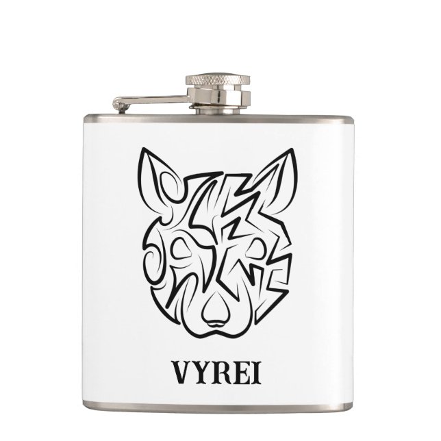 Schwarz-Weiß-Tribal Flachmann (Vorderseite)