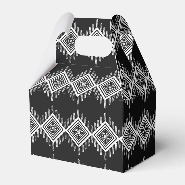 Schwarz-Weiß-Tribal Geschenkschachtel (Vorderseite)