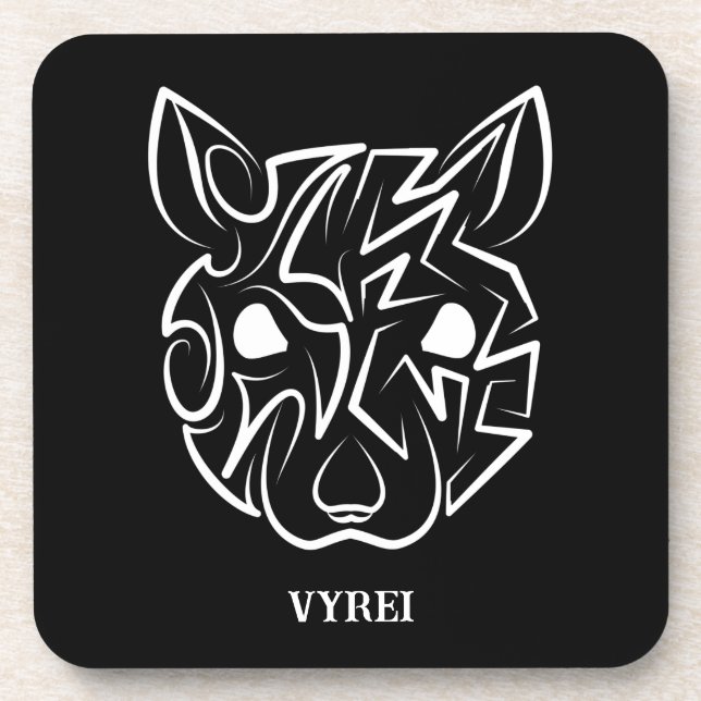 Schwarz-Weiß-Tribal Getränkeuntersetzer (Vorderseite)