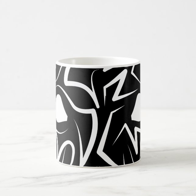 Schwarz-Weiß-Tribal Kaffeetasse (Mittel)