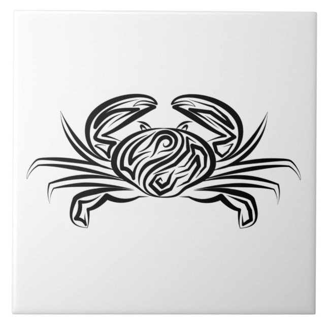 Schwarz-Weiß-Tribal-Krabbe Fliese (Vorderseite)