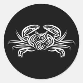 Schwarz-Weiß-Tribal-Krabbe Runder Aufkleber