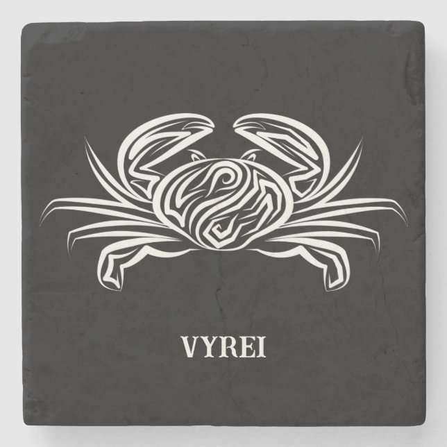 Schwarz-Weiß-Tribal-Krabbe Steinuntersetzer (Vorderseite)