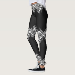 Schwarz-Weiß-Tribal Leggings