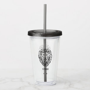 Schwarz-Weiß-Tribal-Lion Acryltrinkbecher