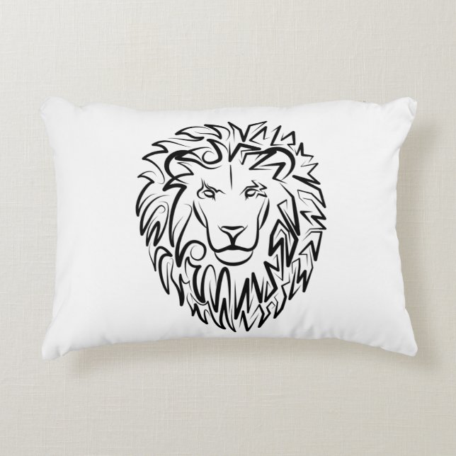 Schwarz-Weiß-Tribal-Lion Dekokissen (Vorderseite)