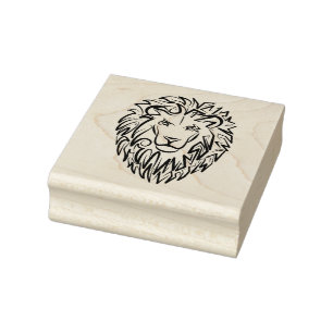 Schwarz-Weiß-Tribal-Lion Gummistempel