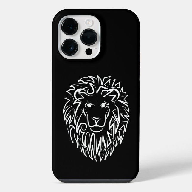 Schwarz-Weiß-Tribal-Lion iPhone Hülle (Rückseite)