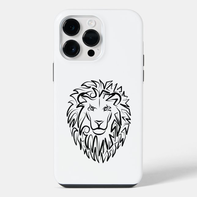Schwarz-Weiß-Tribal-Lion iPhone Hülle (Rückseite)