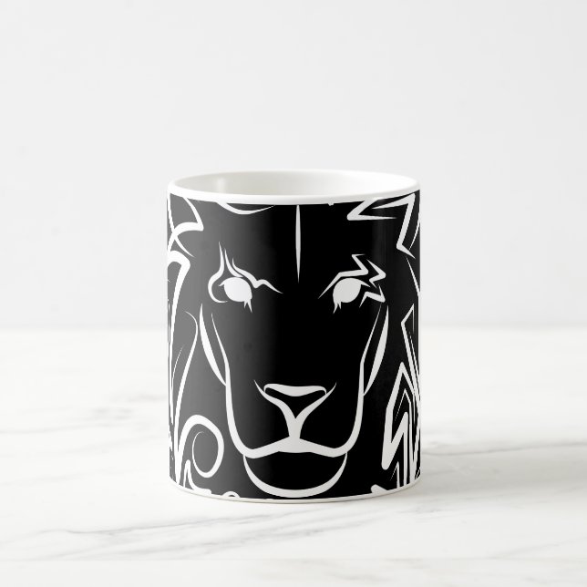 Schwarz-Weiß-Tribal-Lion Kaffeetasse (Mittel)