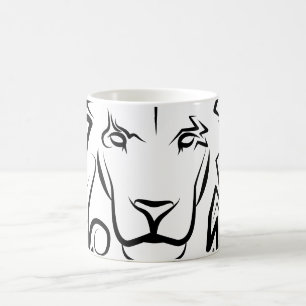 Schwarz-Weiß-Tribal-Lion Kaffeetasse