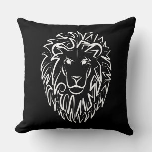 Schwarz-Weiß-Tribal-Lion Kissen