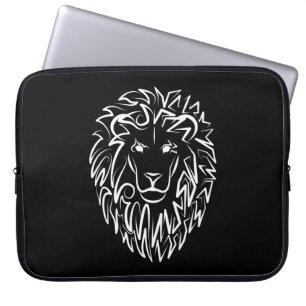 Schwarz-Weiß-Tribal-Lion Laptopschutzhülle
