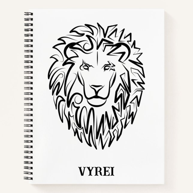 Schwarz-Weiß-Tribal-Lion Notizbuch (Vorderseite)