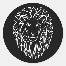 Schwarz-Weiß-Tribal-Lion Runder Aufkleber