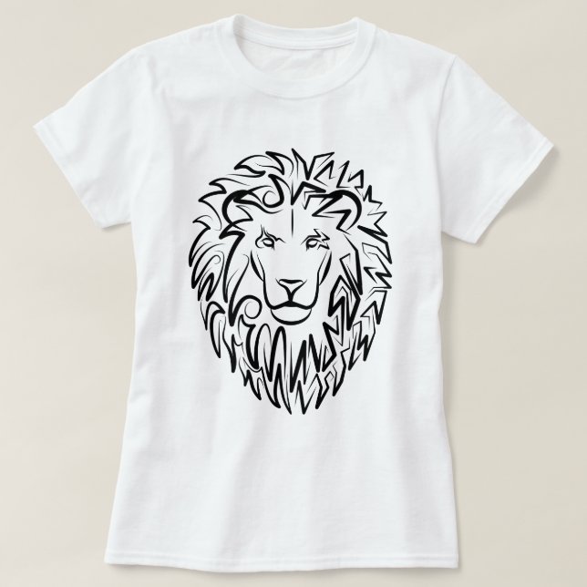 Schwarz-Weiß-Tribal-Lion T-Shirt (Design vorne)