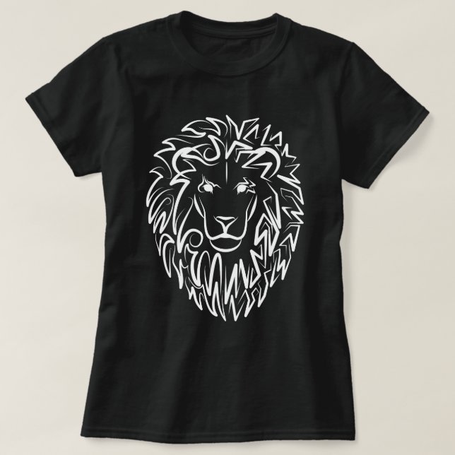 Schwarz-Weiß-Tribal-Lion T-Shirt (Design vorne)