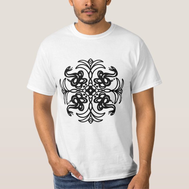 Schwarz-Weiß-Tribal-Schlange T-Shirt (Vorderseite)