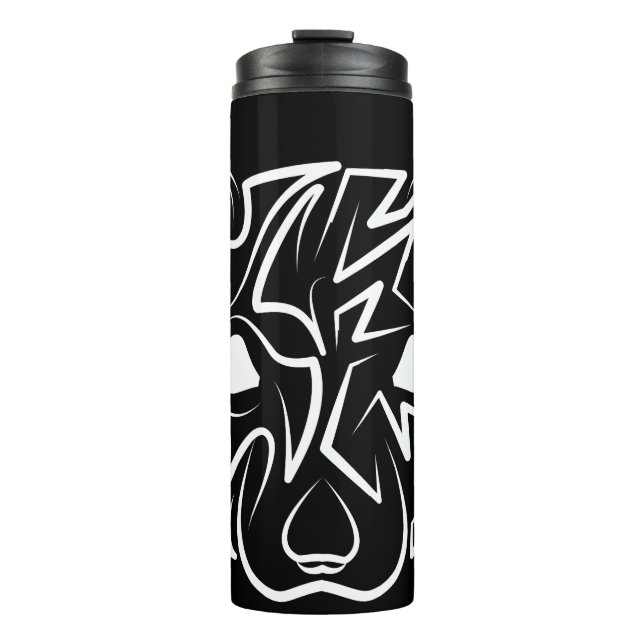 Schwarz-Weiß-Tribal Thermosbecher (Vorderseite)