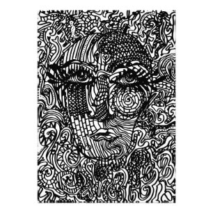 Schwarz-Weiß-Trippy-Line-Portrait Fotodruck