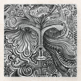 Schwarz-Weiß-Trippy-Line-Portrait Glasuntersetzer