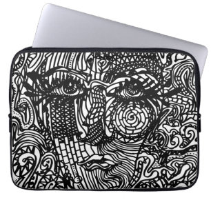 Schwarz-Weiß-Trippy-Line-Portrait Laptopschutzhülle