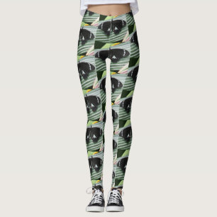 Schwarz-Weiß-Tropenschmetterling-Leggings Leggings